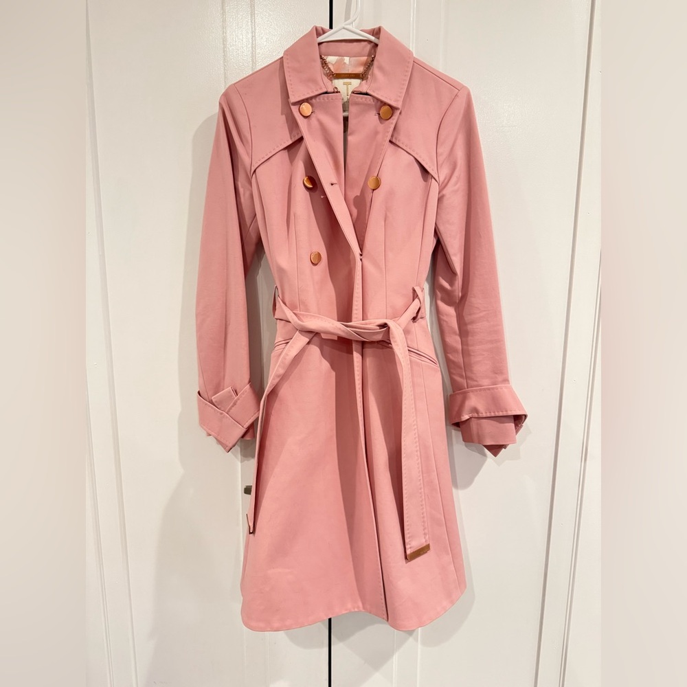 Ted Baker Pink Trench Coat Double Breasted Tie